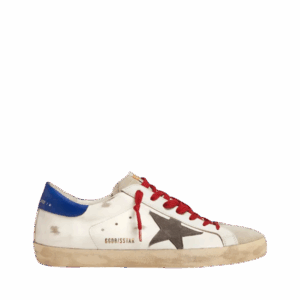 Golden Goose Super-Star con linguetta blu sul tallone e lacci rossi