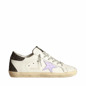 Golden Goose Super-Star con stella in pelle lilla e glitter viola stampa coccodrillo