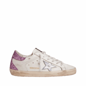 Golden Goose Super-Star con talloncino glitter lavanda e pelle metallizzata