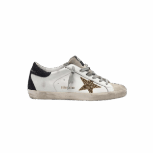 Golden Goose Super-Star con stella dorata e talloncino nero glitterato