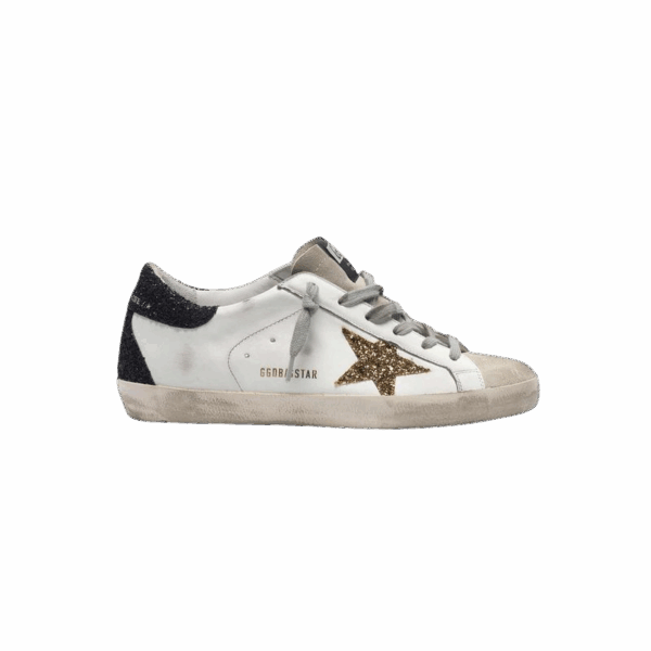 Golden Goose Super-Star con stella dorata e talloncino nero glitterato