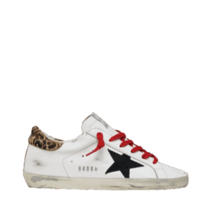 Golden Goose Super-Star con tallone leopardato e lacci rossi