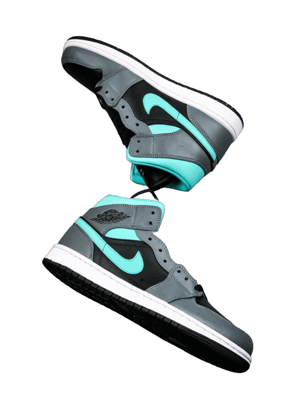 AIR JORDAN 1 MID GREY/AQUA BLUE/WHITE