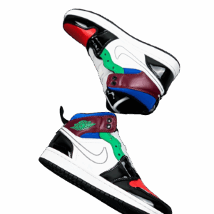 AIR JORDAN 1 MID SE BLACK/WHITE/MULTI-COLOR