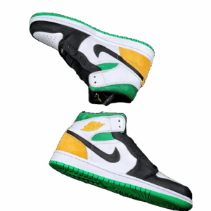 AIR JORDAN 1 MID SE OAKLAND WHITE/LASER ORANGE/BLACK/LUCKY GREEN