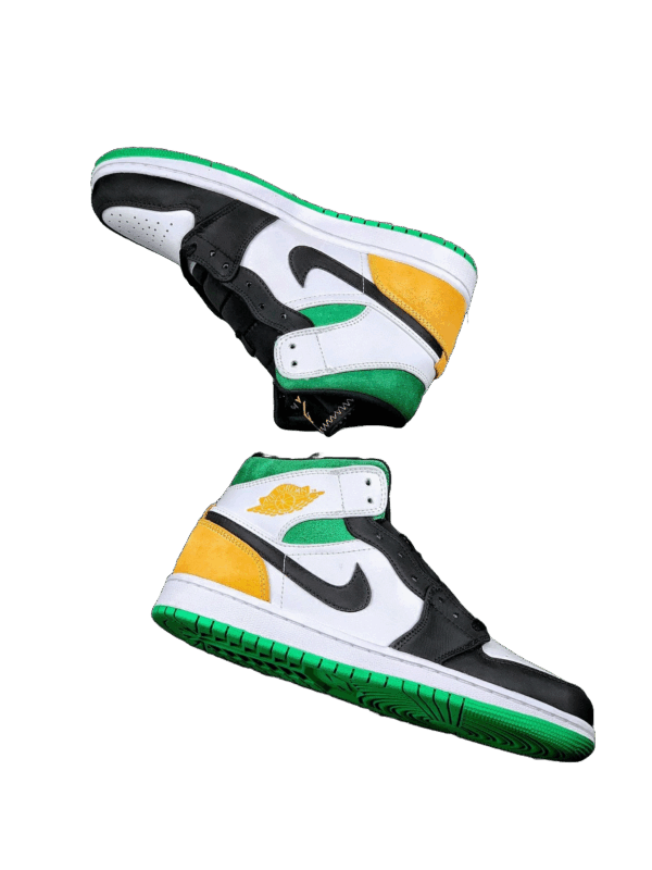 AIR JORDAN 1 MID SE OAKLAND WHITE/LASER ORANGE/BLACK/LUCKY GREEN