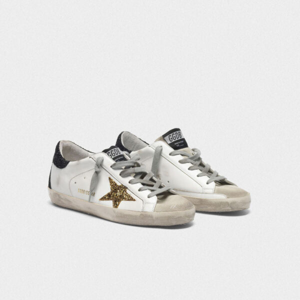 Golden Goose Super-Star con stella dorata e talloncino nero glitterato - immagine 3