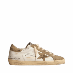 Golden Goose Super-Star in pelle bianca con inserti grigio tortora e inserti in camoscio