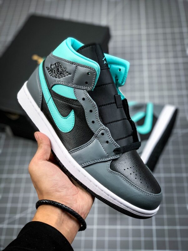 AIR JORDAN 1 MID GREY/AQUA BLUE/WHITE - immagine 2